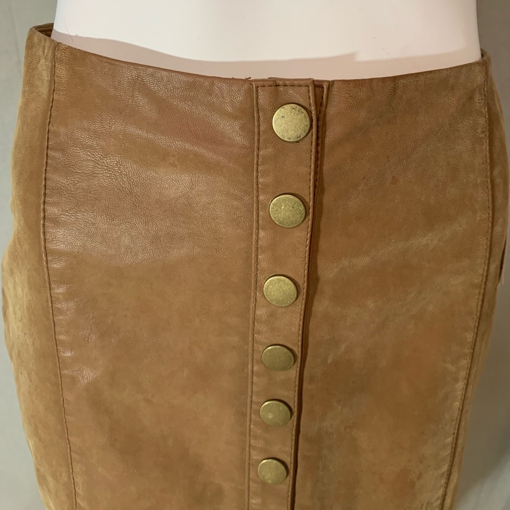 NWT Free People Faux Leather Button Up Skirt - Picture 3 of 7